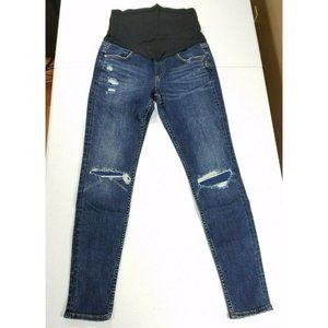 Silver Suki Skinny Mid Rise Curvy Distressed Ripped Maternity Jeans Size 27